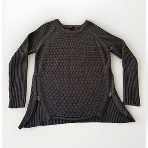 3/$25 Sale! Dex Sweater Women's Large Dark Gray Zipper Accents Cable Knit